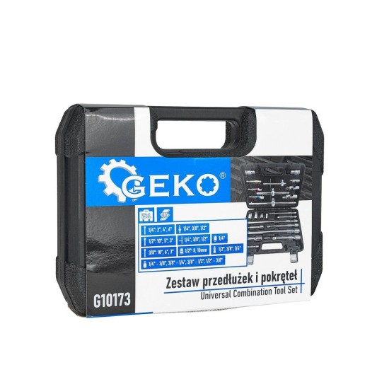 Prodlužovací nástavce a T–trháky 1/4", 3/8", 1/2", CrV, sada 25 ks - GEKO