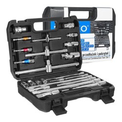 Prodlužovací nástavce a T–trháky 1/4", 3/8", 1/2", CrV, sada 25 ks - GEKO