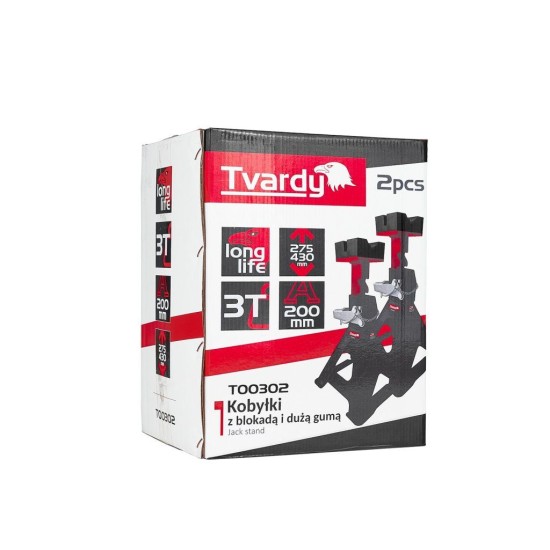 Podpěra pod auto 3 t (1 pár), nastavitelná s aretací a gumovou podložkou – TVARDY