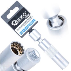 Nástrčná hlavice na svíčky, tenkostěnná s kloubem 16 mm 3/8" CrV – GEKO