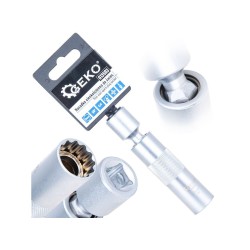 Nástrčná hlavice na svíčky, tenkostěnná s kloubem 16 mm 3/8" CrV – GEKO