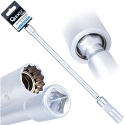 Nástrčná hlavice na svíčky s kloubem 16 mm 3/8", délka 310 mm, CrV – GEKO