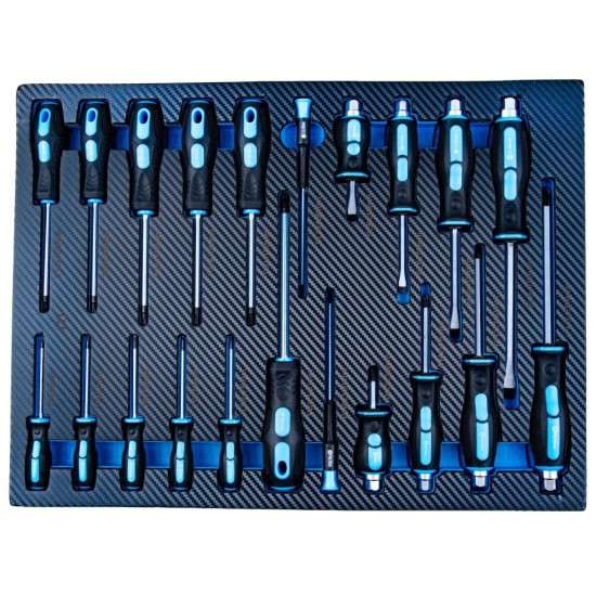 Dílenský vozík, 12 zásuvek, dřevěná deska, sada nářadí 501 ks – GEKO