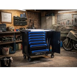 Dílenský vozík, 7 zásuvek + skříňka, sada nářadí 407 ks – GEKO Dílenský vozík, 7 zásuvek + skříňka, sada nářadí 407 ks – GEKO