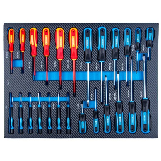 Dílenský vozík, 7 zásuvek + skříňka, sada nářadí 407 ks – GEKO