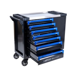 Dílenský vozík, 7 zásuvek + skříňka, sada nářadí 407 ks – GEKO