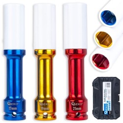 Nástrčné rázové prodloužené hlavice na ALU disky 1/2", 17, 19, 21 mm – GEKO