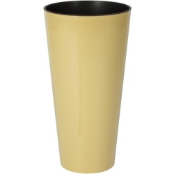 Květináč Tubus Slim Shine 64 l, bílá káva