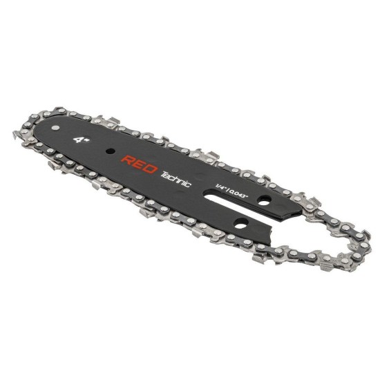 Vodící lišta s řetězem 4" pro aku pilu – RED TECHNIC Vodící lišta s řetězem 4" pro aku pilu – RED TECHNIC