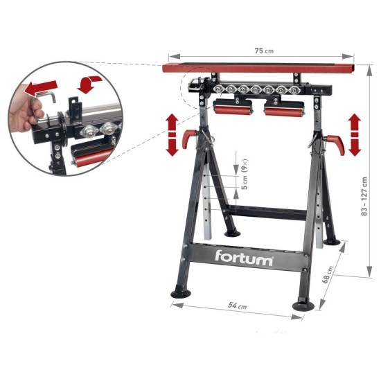 Multifunkční koza 4v1 s podavači, nosnost 200 kg, výška 83–127 cm – FORTUM