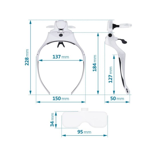 Brýle s lupou a osvětlením 3,5×, USB nabíjení – EXTOL LIGHT