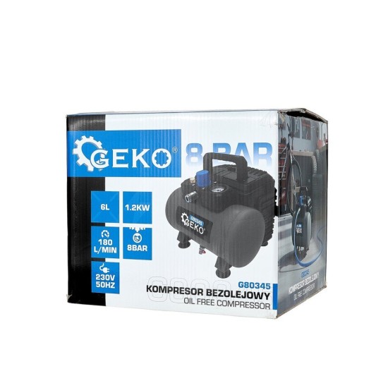 Kompresor 6 l, 8 bar, bezolejový GEKO
