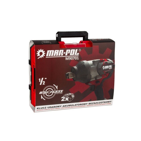 Aku rázový utahovák 1/2" 1500 Nm 2×21 V, 4 Ah MAR-POL Aku rázový utahovák 1/2" 1500 Nm 2×21 V, 4 Ah MAR-POL