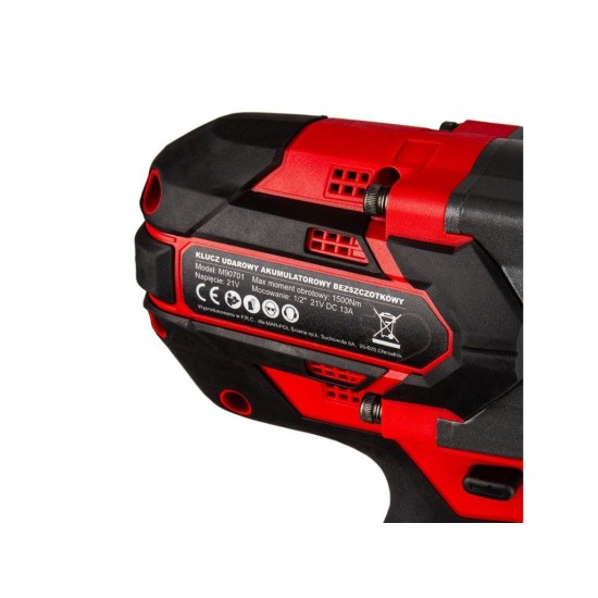 Aku rázový utahovák 1/2" 1500 Nm 2×21 V, 4 Ah MAR-POL Aku rázový utahovák 1/2" 1500 Nm 2×21 V, 4 Ah MAR-POL