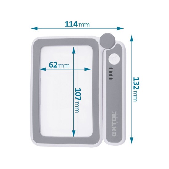 Lupa se světlem skládací, 4× zvětšení, USB nabíjení EXTOL LIGHT Lupa se světlem skládací, 4× zvětšení, USB nabíjení EXTOL LIGHT