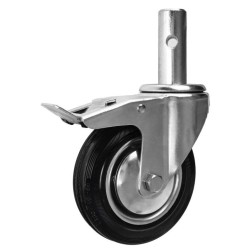 Lešenářské otočné kolečko 160 mm s čepem a brzdou, 125 kg GEKO