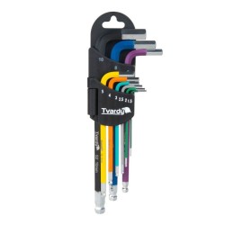 Sada barevných imbusových klíčů s kuličkou 1,5–10 mm, 9 ks Tvardy