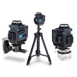 Křížový laser 360° samonivelační 4D zelený, se stativem, kompletní sada GEKO