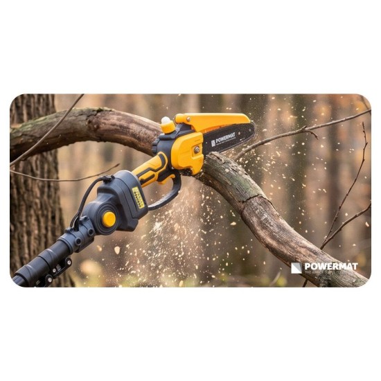 Aku nůžky na větve a jednoruční pila 21 V, násada 110–200 cm, 2×3,0 Ah POWERMAT Aku nůžky na větve a jednoruční pila 21 V, násada 110–200 cm, 2×3,0 Ah POWERMAT