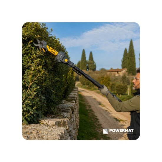 Aku nůžky na větve a jednoruční pila 21 V, násada 110–200 cm, 2×3,0 Ah POWERMAT Aku nůžky na větve a jednoruční pila 21 V, násada 110–200 cm, 2×3,0 Ah POWERMAT