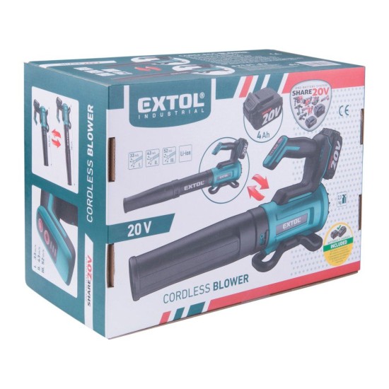 Aku fukar 20V BRUSHLESS, 4Ah baterie EXTOL INDUSTRIAL Aku fukar 20V BRUSHLESS, 4Ah baterie EXTOL INDUSTRIAL