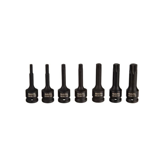 Rázové zástrčné hlavice Torx a Hex 1/2" (sada 16 ks) MAR-POL Rázové zástrčné hlavice Torx a Hex 1/2" (sada 16 ks) MAR-POL