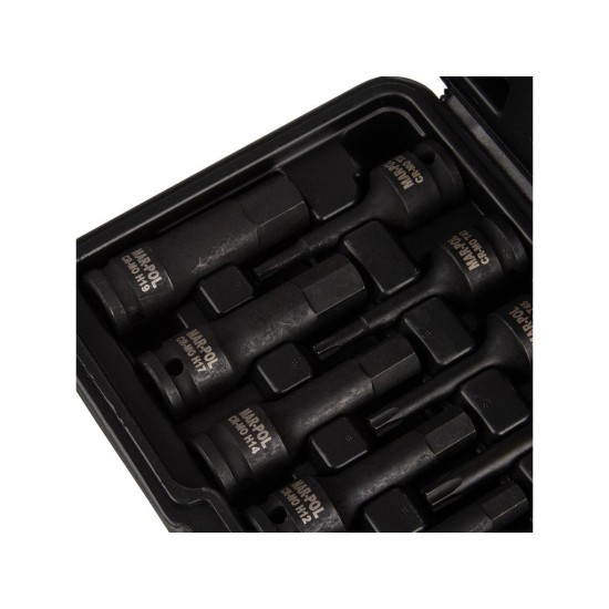 Rázové zástrčné hlavice Torx a Hex 1/2" (sada 16 ks) MAR-POL Rázové zástrčné hlavice Torx a Hex 1/2" (sada 16 ks) MAR-POL
