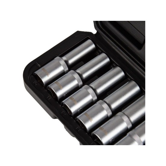 Nástrčné hlavice prodloužené 1/2" 10–24 mm, sada 15 ks MAR-POL Nástrčné hlavice prodloužené 1/2" 10–24 mm, sada 15 ks MAR-POL