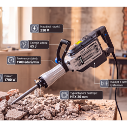 Bourací kladivo 65 J, 1700 W s příslušenstvím GEKO Bourací kladivo 65 J, 1700 W s příslušenstvím GEKO