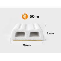 Samolepící těsnění na okna a dveře typ E 15x8 mm, 50 m, bílé KELTIN