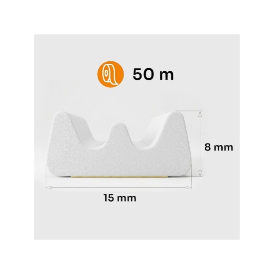 Samolepící těsnění na okna a dveře typ E 15x8 mm, 50 m, bílé KELTIN Samolepící těsnění na okna a dveře typ E 15x8 mm, 50 m, bílé KELTIN