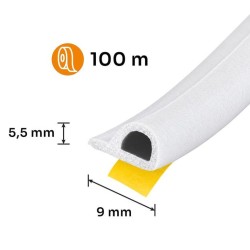 Samolepící těsnění na okna a dveře typ P 9x5,5 mm 100 m, bílé KELTIN Samolepící těsnění na okna a dveře typ P 9x5,5 mm 100 m, bílé KELTIN