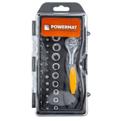 Sada bitů a nástrčných hlavic s ráčnou 1/4", 38 ks POWERMAT Sada bitů a nástrčných hlavic s ráčnou 1/4", 38 ks POWERMAT