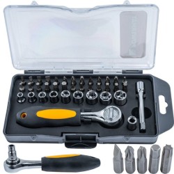 Sada bitů a nástrčných hlavic s ráčnou 1/4", 38 ks POWERMAT