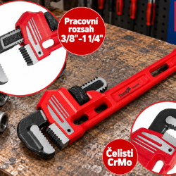 Hasák Stillson 250 mm, rozsah 3/8″–1 1/4″ HEAVY DUTY TVARDY Hasák Stillson 250 mm, rozsah 3/8″–1 1/4″ HEAVY DUTY TVARDY