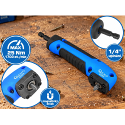 Úhlový adaptér na bity 1/4" 150 mm, 25 Nm GEKO Úhlový adaptér na bity 1/4" 150 mm, 25 Nm GEKO