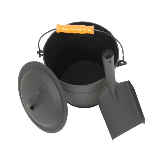 Kovový kbelík na popel s víkem a lopatkou 5,5 l STREND PRO
