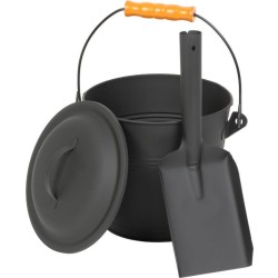 Kovový kbelík na popel s víkem a lopatkou 5,5 l STREND PRO