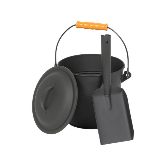 Kovový kbelík na popel s víkem a lopatkou 5,5 l STREND PRO