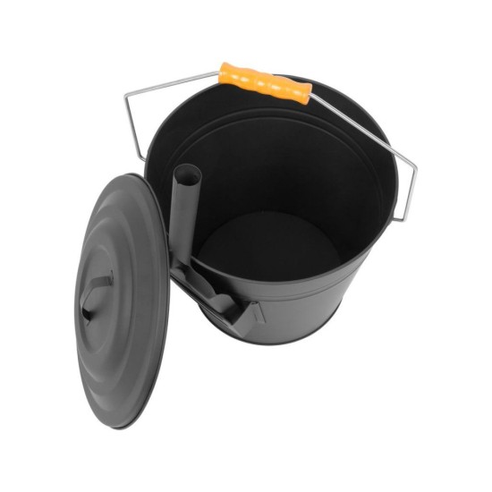 Kovový kbelík na popel s víkem a lopatkou 12 l STREND PRO