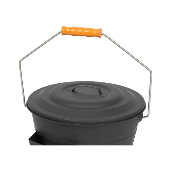 Kovový kbelík na popel s víkem a lopatkou 12 l STREND PRO