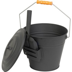 Kovový kbelík na popel s víkem a lopatkou 12 l STREND PRO