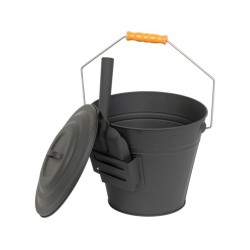 Kovový kbelík na popel s víkem a lopatkou 12 l STREND PRO