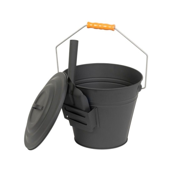 Kovový kbelík na popel s víkem a lopatkou 12 l STREND PRO