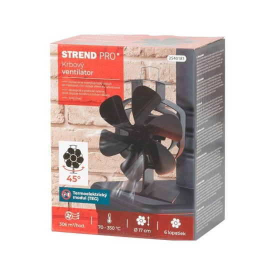 Krbový ventilátor s oscilací, stojanový, 6 lopatek STREND PRO Krbový ventilátor s oscilací, stojanový, 6 lopatek STREND PRO