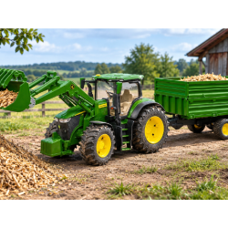 Traktor John Deere 7R 350 s čelním nakladačem a přívěsem BRUDER Traktor John Deere 7R 350 s čelním nakladačem a přívěsem BRUDER